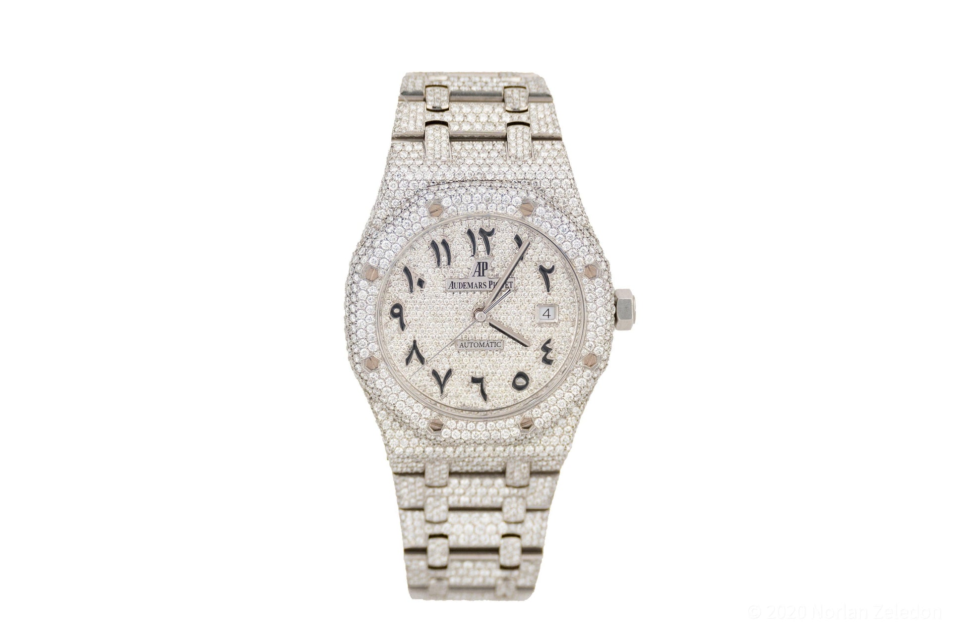 Iced Out Audemars Piguet Royal Oak 36 mm White Dial - Johnny Dang & Co