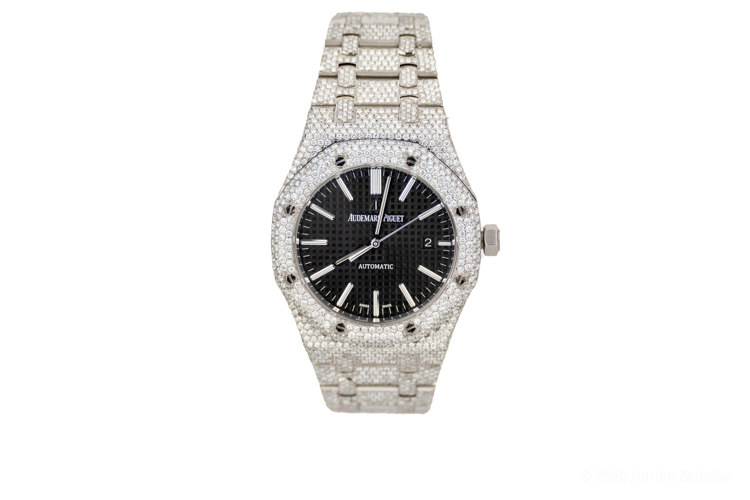 Iced Out Audemars Piguet Royal Oak 36 mm Black Dial - Johnny Dang & Co