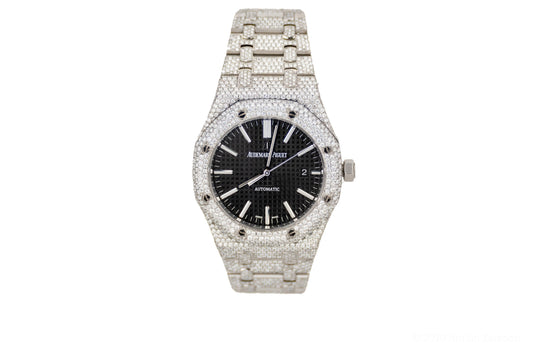 Iced Out Audemars Piguet Royal Oak 36 mm Black Dial - Johnny Dang & Co
