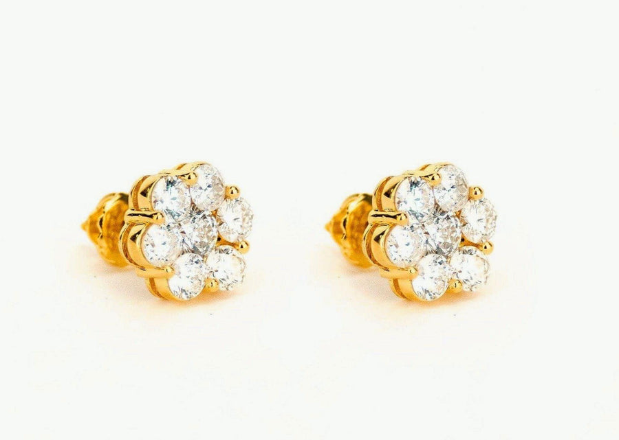 JDTK-floralearring2-   14k  Gold Custom Floral/Cluster Earrings with 3/4th CTTW Diamonds - Johnny Dang & Co