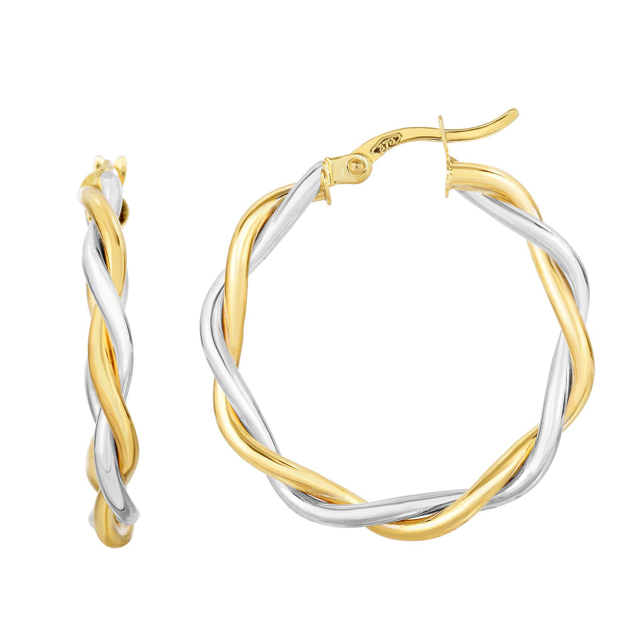 10K 2-Tone Gold Medium Polished Twist Hoop Earring