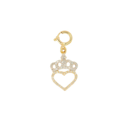 10k Yellow Gold and Diamond 'Heart With Crown' Charm - 10067 - Johnny Dang & Co