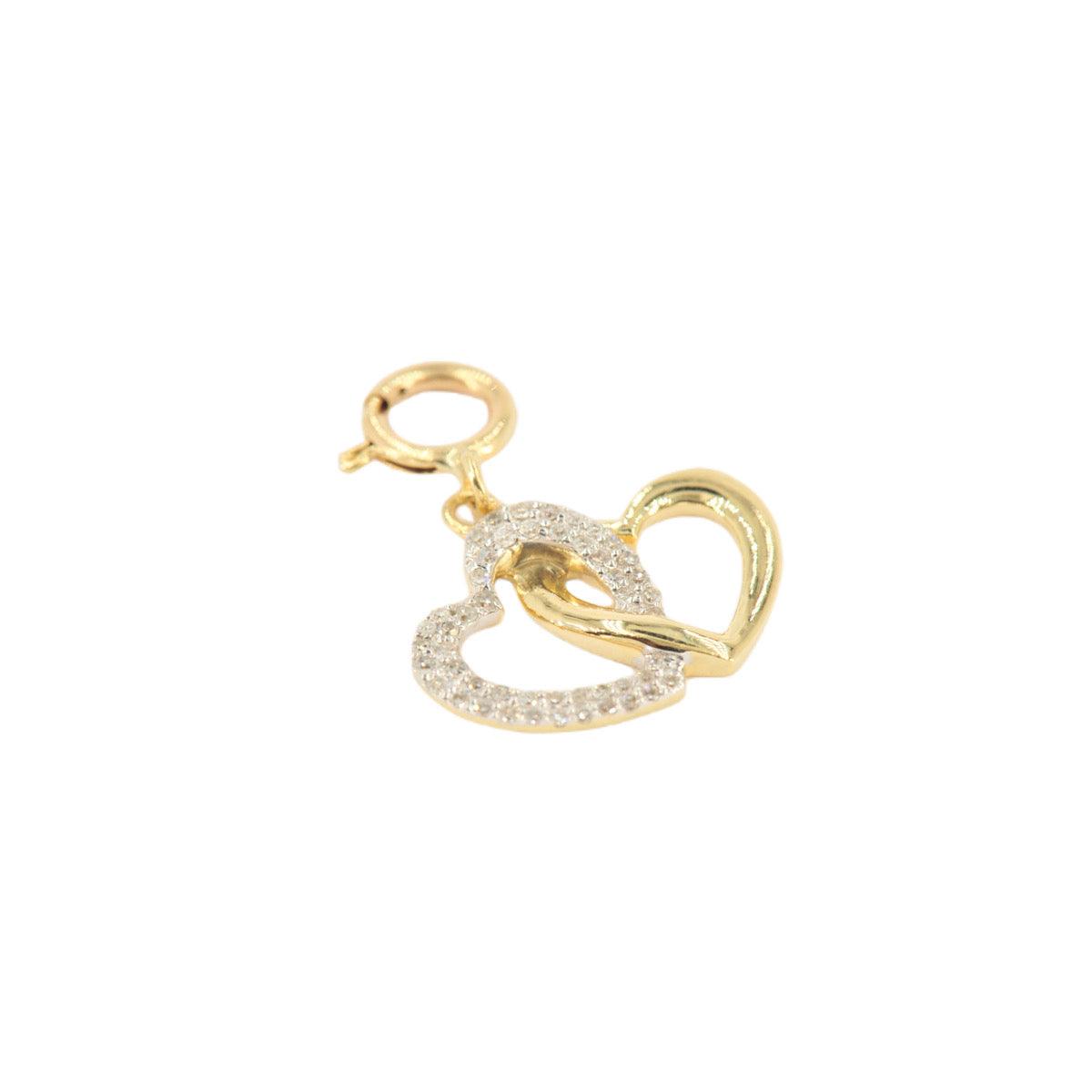 10k Yellow Gold and Diamond 'Interlocking Heart' Charm - 10026 - Johnny Dang & Co