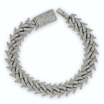 10k Yellow Gold 14mm Diamond Spiked Cuban Link Bracelet 8.5 Inches - Johnny Dang & Co