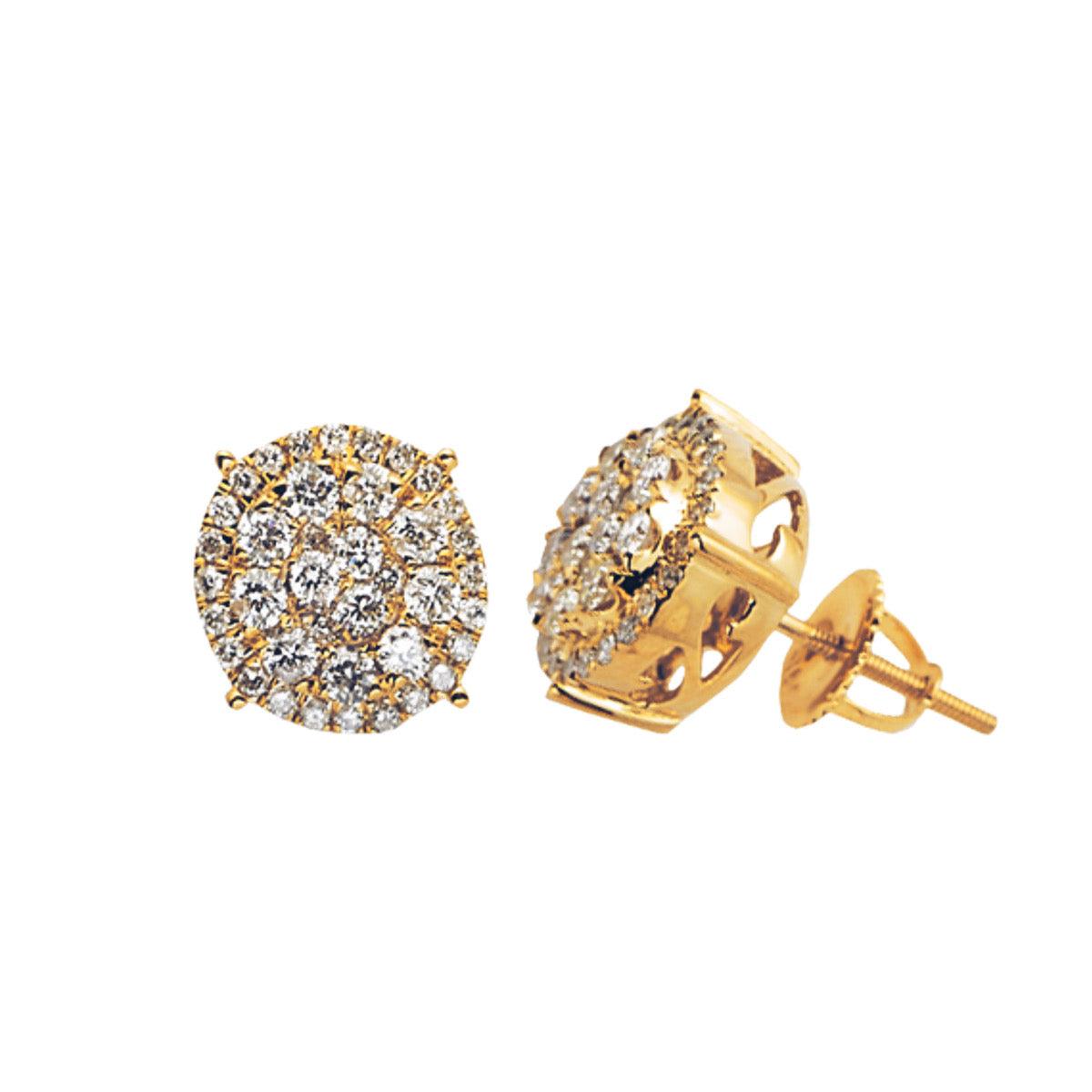 1.00CTW DIAMOND ROUND CLUSTER EARRINGS WITH HALO - Johnny Dang & Co