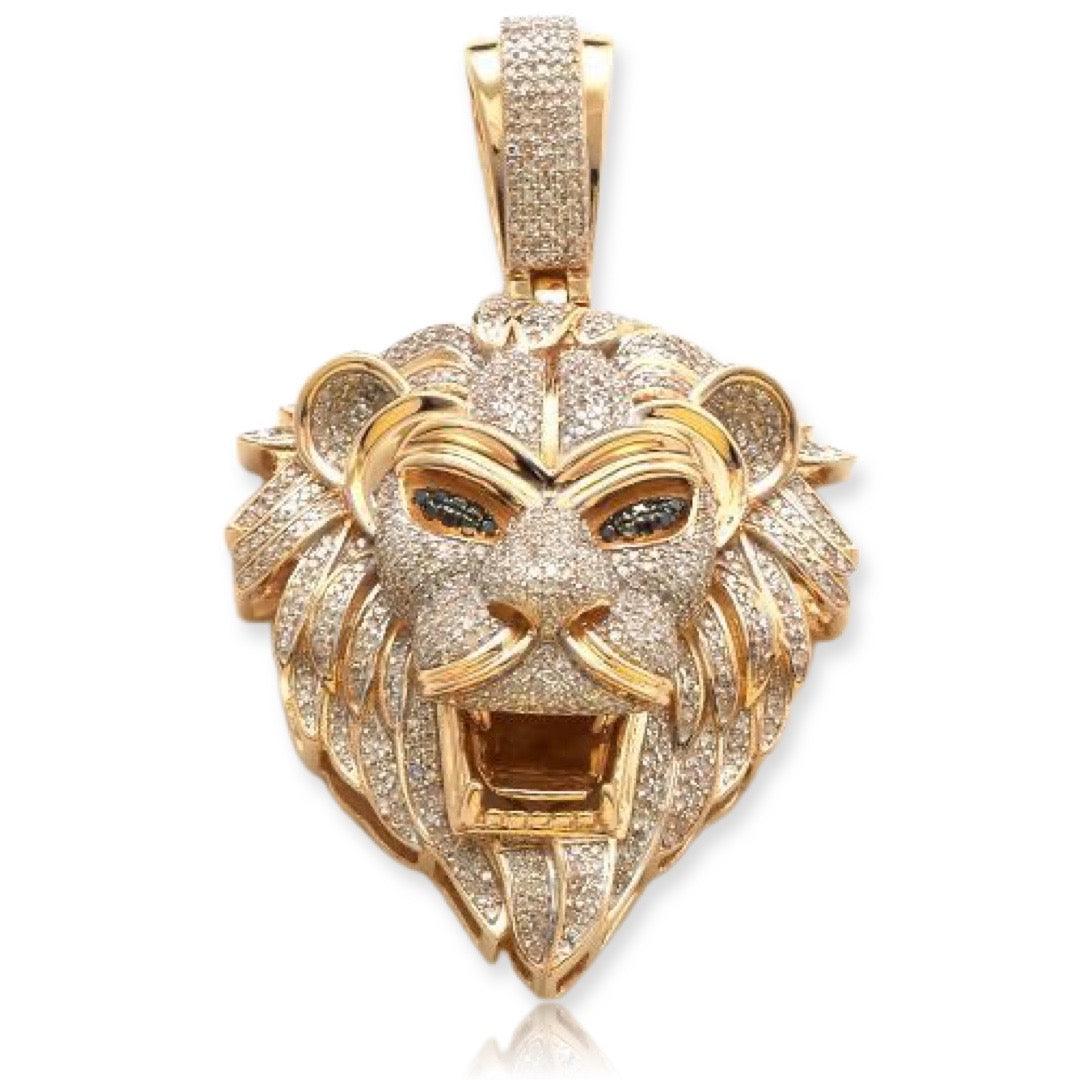 10KY 2.00CTW DIAMOND LION HEAD WITH BLACK EYES - Johnny Dang & Co