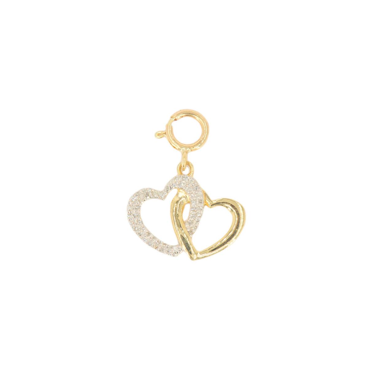 10k Yellow Gold and Diamond 'Interlocking Heart' Charm - 10026 - Johnny Dang & Co