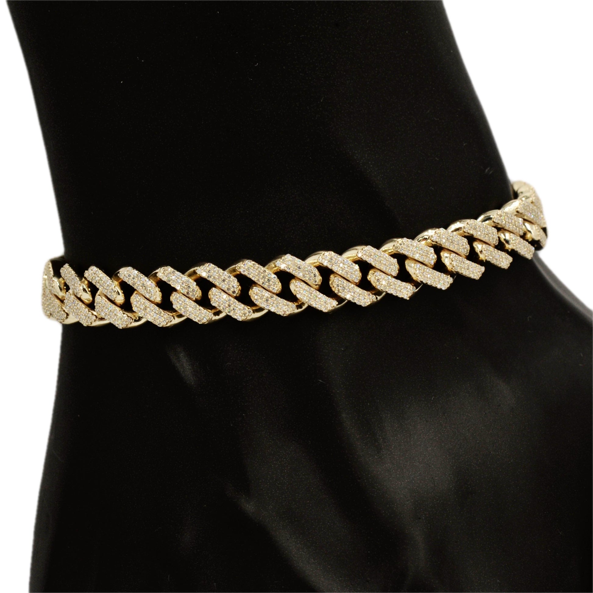 10k Gold 3 Row Diamond Miami Cuban Link 9.75mm Bracelet - Johnny Dang & Co