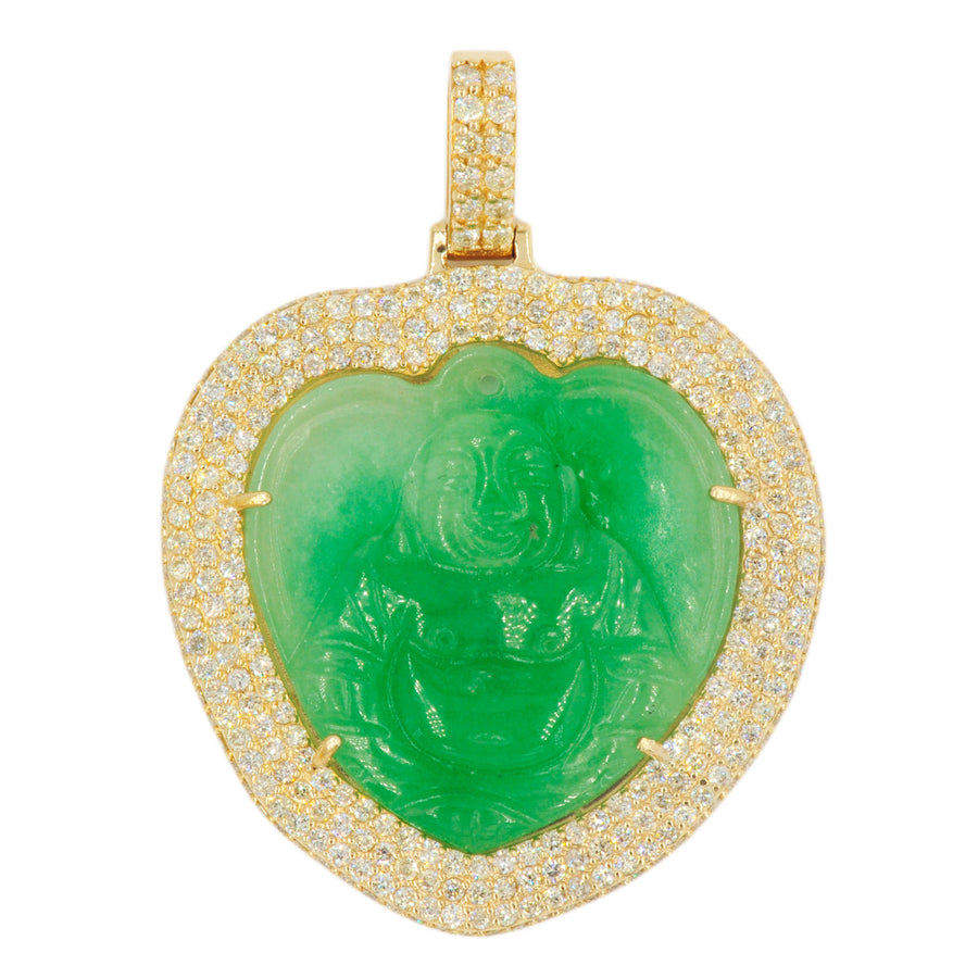 10k Yellow Gold 4.70ctw Diamond Jade Heart Buddha