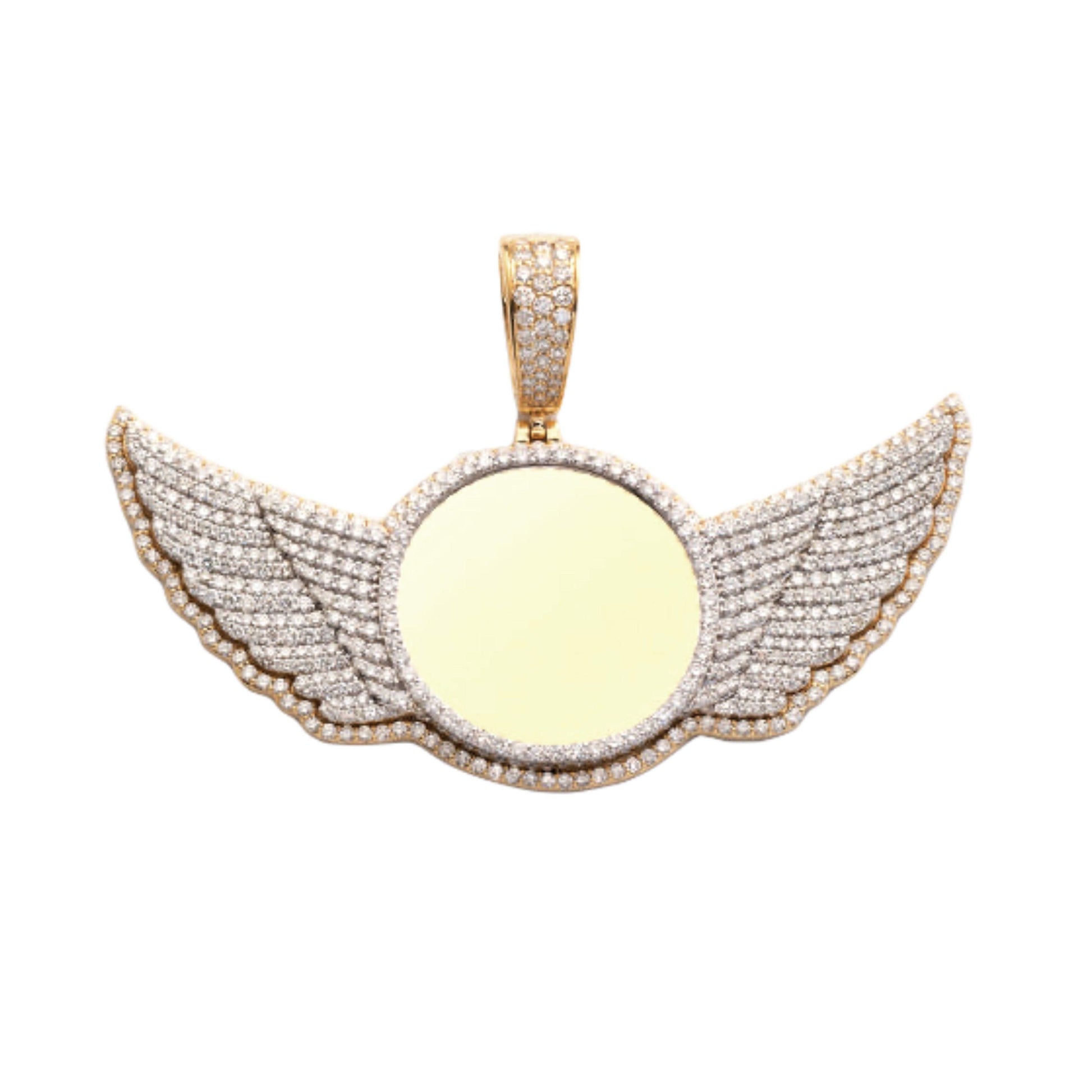 10KY+W 7.00CTW DIAMOND ROUND MEMORY PENDANT WITH WINGS - Johnny Dang & Co