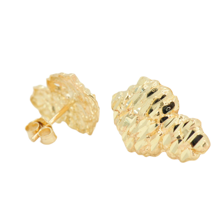 10k Yellow Gold Nugget Earrings. Small