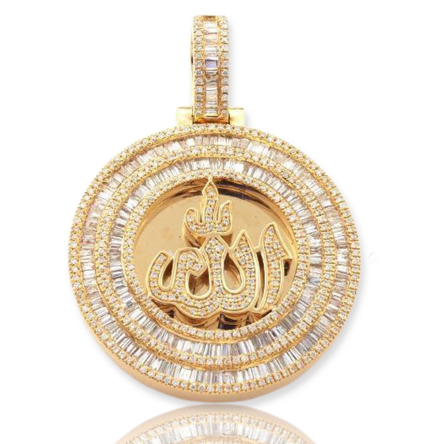 14KY 2.40CTW BAGUETTE DIAMOND 'ALLAH' MEDALLION