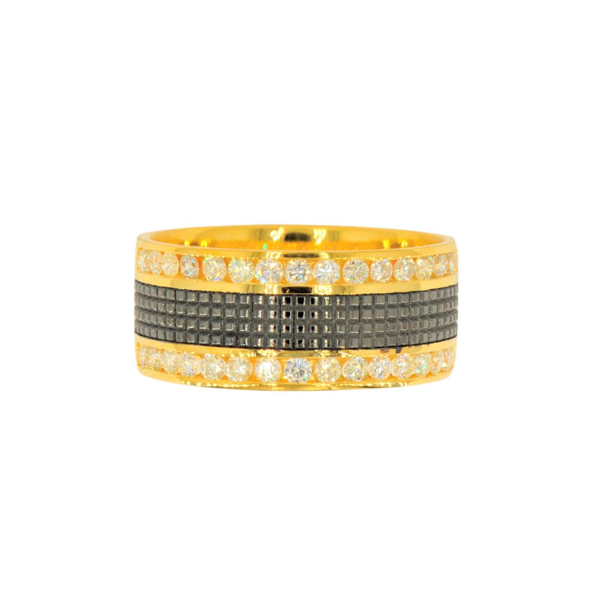 14K 1.0 CTTW Men's Diamond And Black Plated Center Designer Band - Johnny Dang & Co