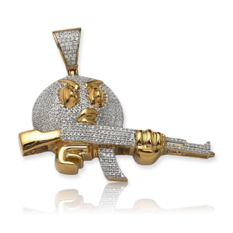 10KY 1.15CTW DIAMOND 'ANGRY BIRD' WITH GUN PENDANT