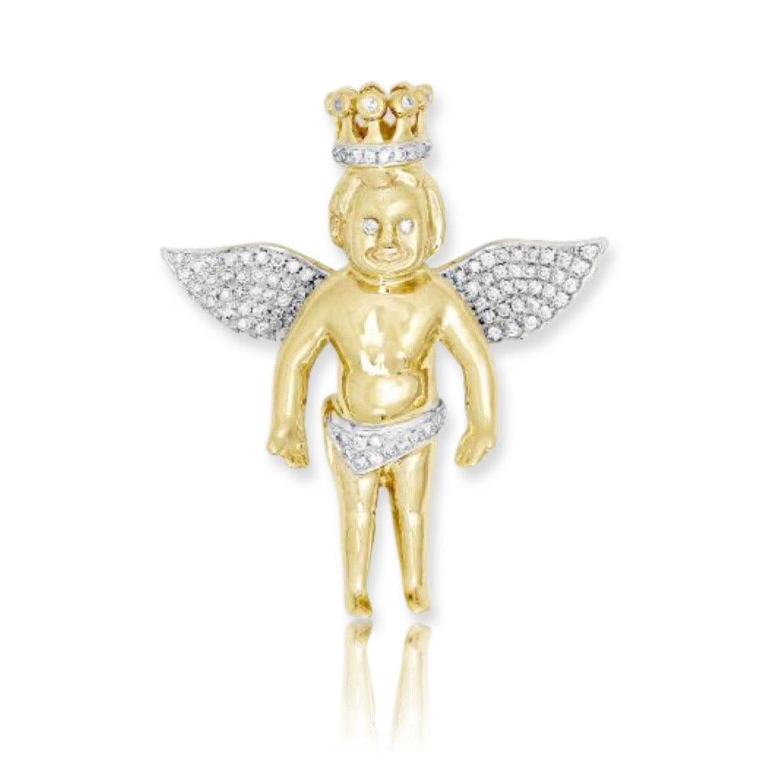 10KY 0.85CTW DIAMOND ANGEL WITH CROWN - MEDIUM - Johnny Dang & Co
