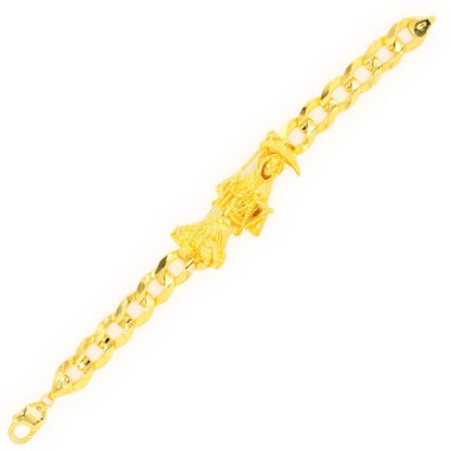 14k Yellow Gold Custom JD&Co Exclusive Grim Reaper Santa Muerte Link Bracelet. - Johnny Dang & Co
