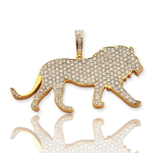 10KY 3.30CTW DIAMOND WALKING LION PENDANT - Johnny Dang & Co