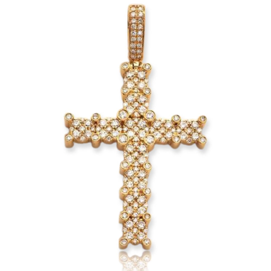 14KY 1.50CTW FLEUR DIAMOND CROSS PENDANT