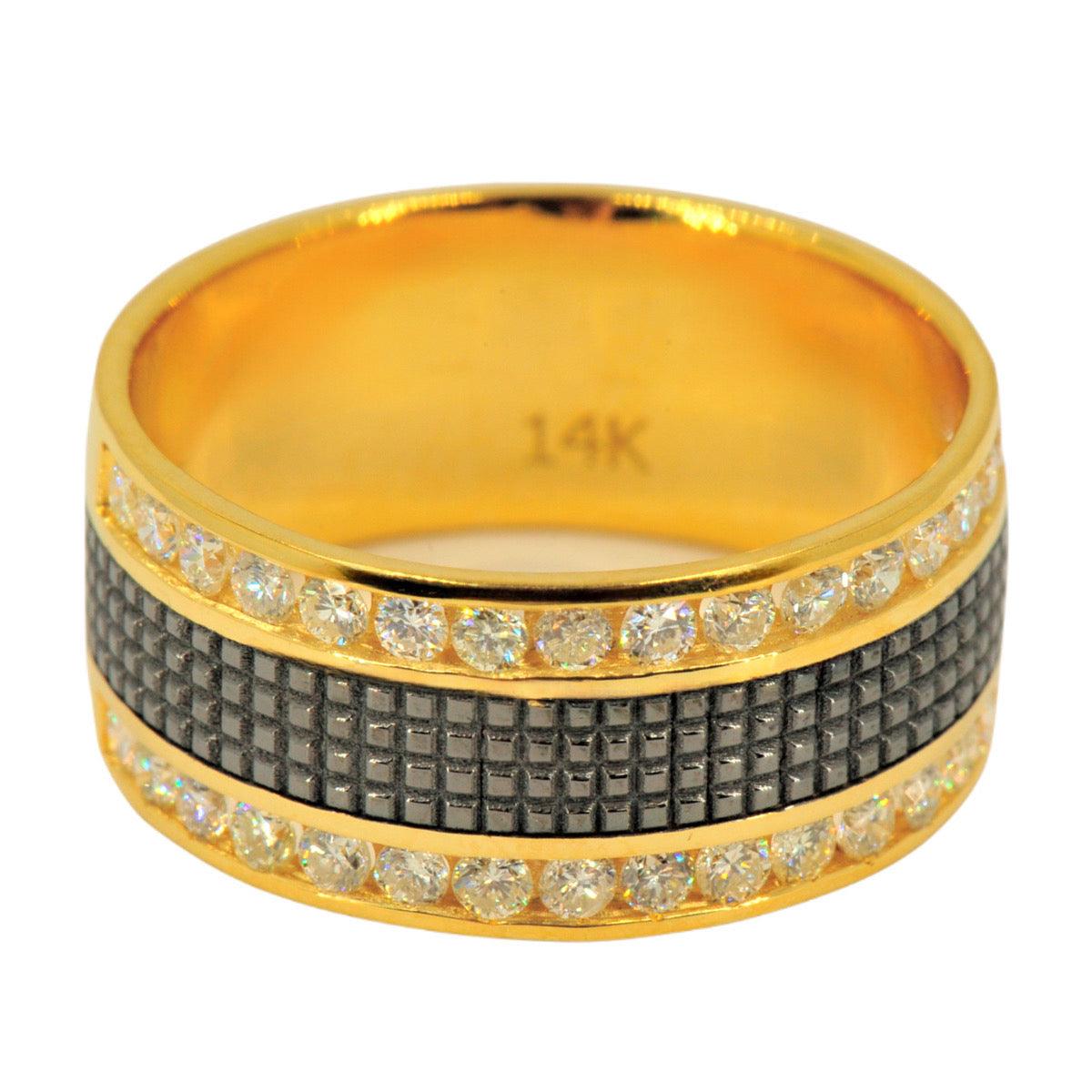 14K 1.0 CTTW Men's Diamond And Black Plated Center Designer Band - Johnny Dang & Co