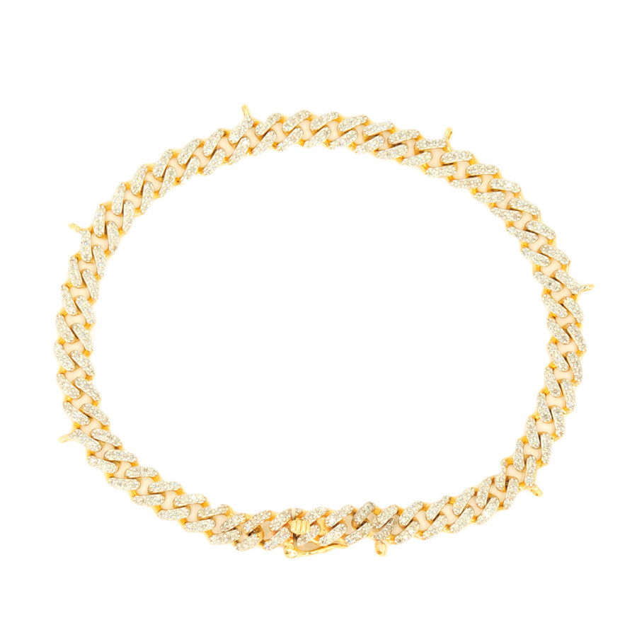 10k Gold 1.00ctw Diamond Link Charm Bracelet 7.5
