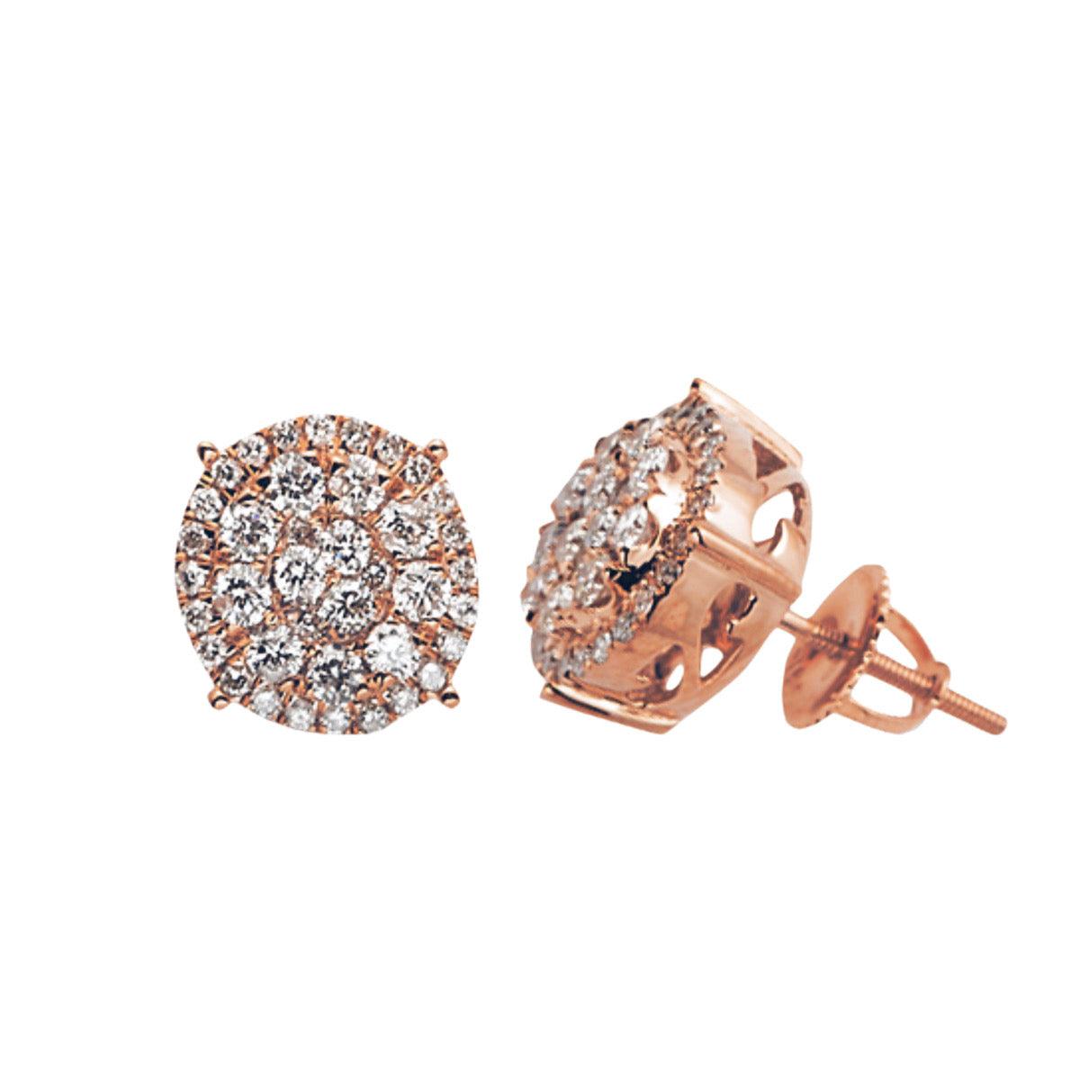1.00CTW DIAMOND ROUND CLUSTER EARRINGS WITH HALO - Johnny Dang & Co