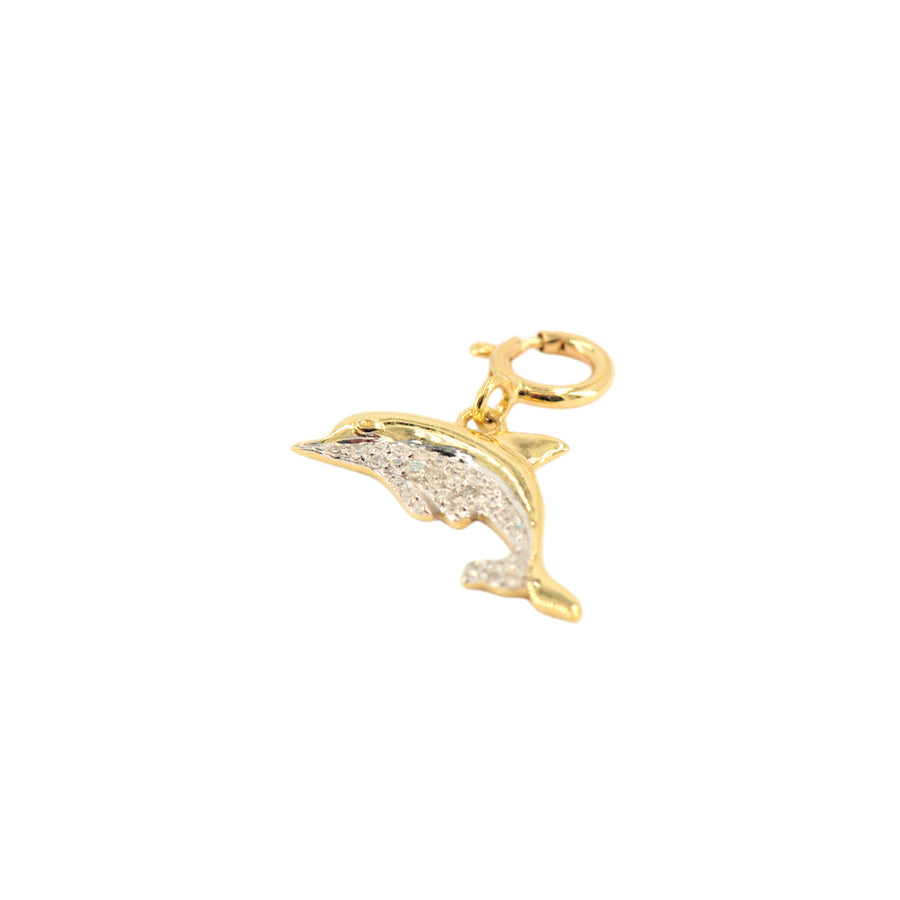10k Yellow Gold and Diamond 'Dolphin' Charm - 10014