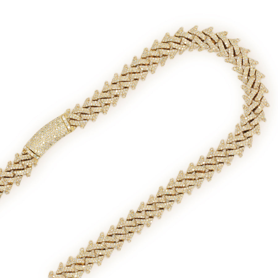 10k Yellow Gold and Diamond Spiked Cuban Chain 22inches