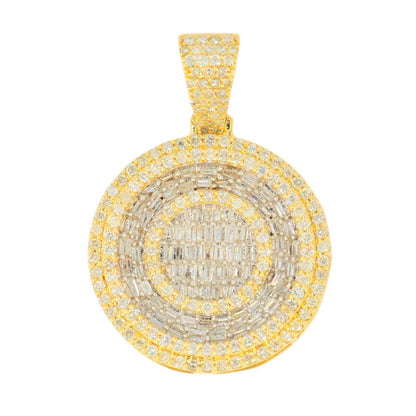 10k Yellow Gold 1.95CTW Round and Baguette Diamond Medallion - Johnny Dang & Co
