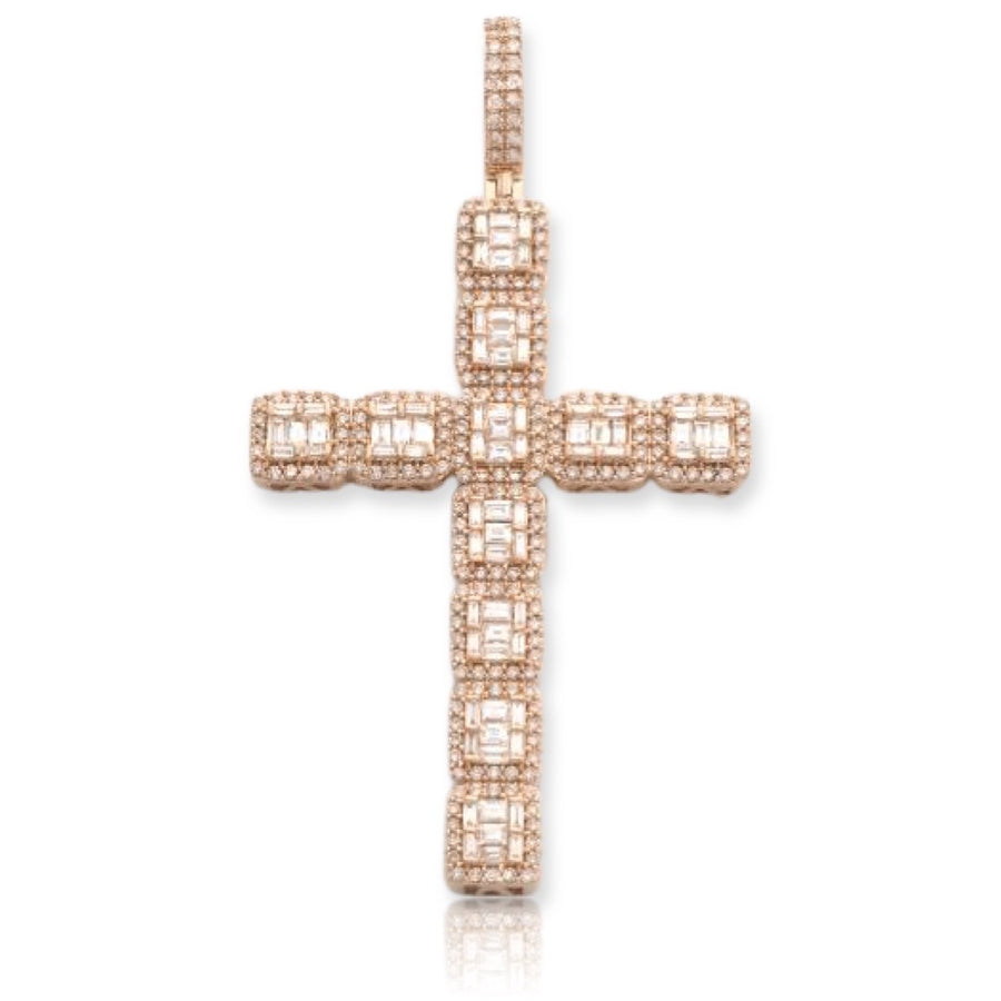 14KR 5.00CTW BAGUETTE DIAMOND CROSS PENDANT