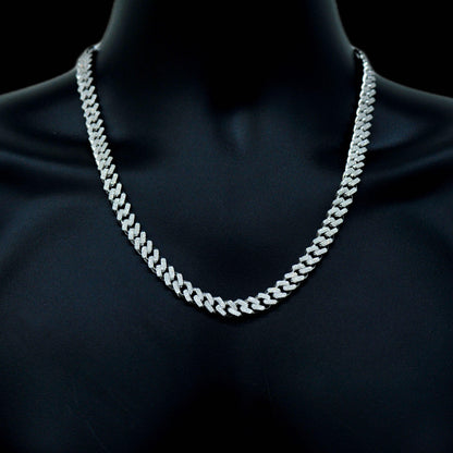 10k White, Yellow, or Rose Gold 3 Row Diamond 5 cttw Cuban Chain 9.5mm 22inches - Johnny Dang & Co
