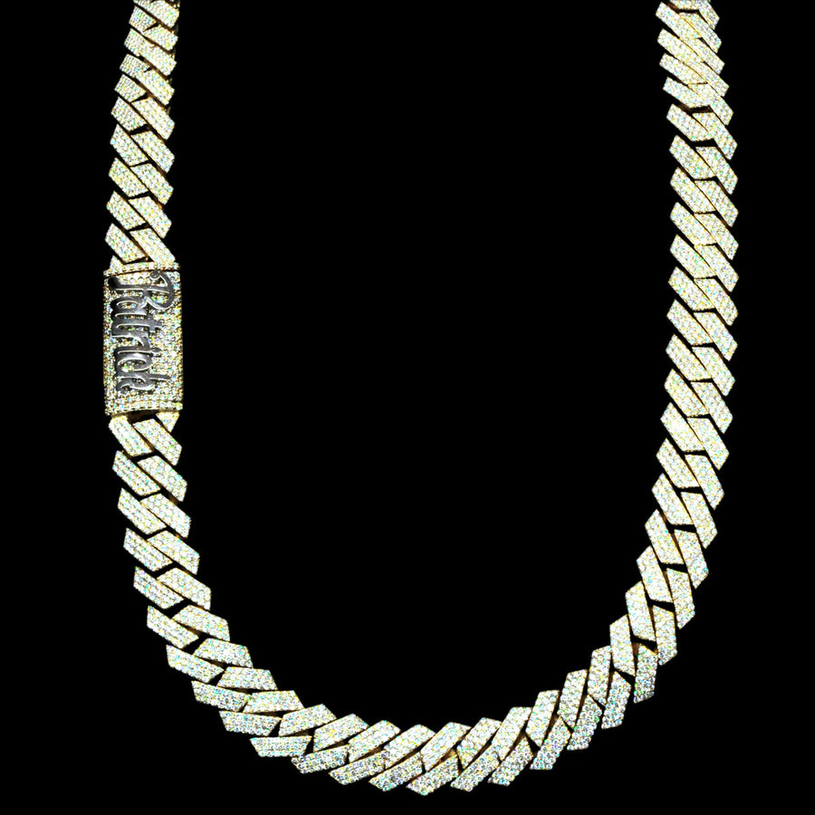 Custom 14k Gold 124.58ctw Diamond Cuban Chain. 33” Length