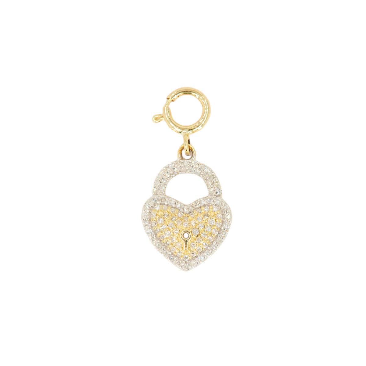 10k Yellow Gold and Diamond 'Heart Lock' Charm - 10056 - Johnny Dang & Co