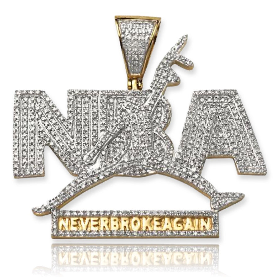 10KY 1.50CTW DIAMOND PENDANT - 'NEVER BROKE AGAIN