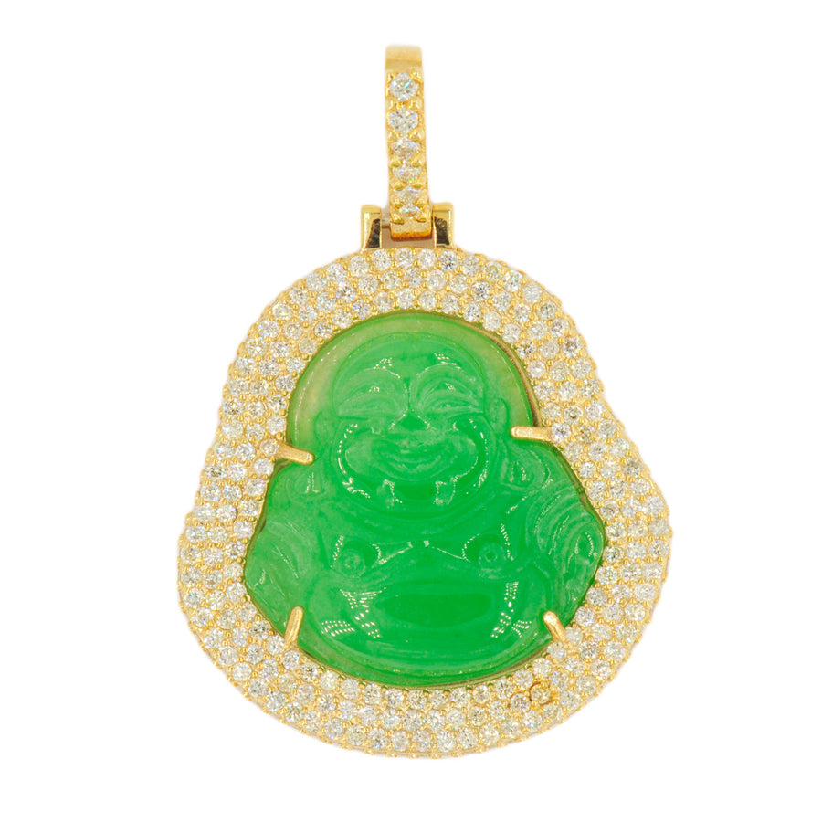 10k Yellow Gold 2.89ctw Diamond Jade Buddha - Medium