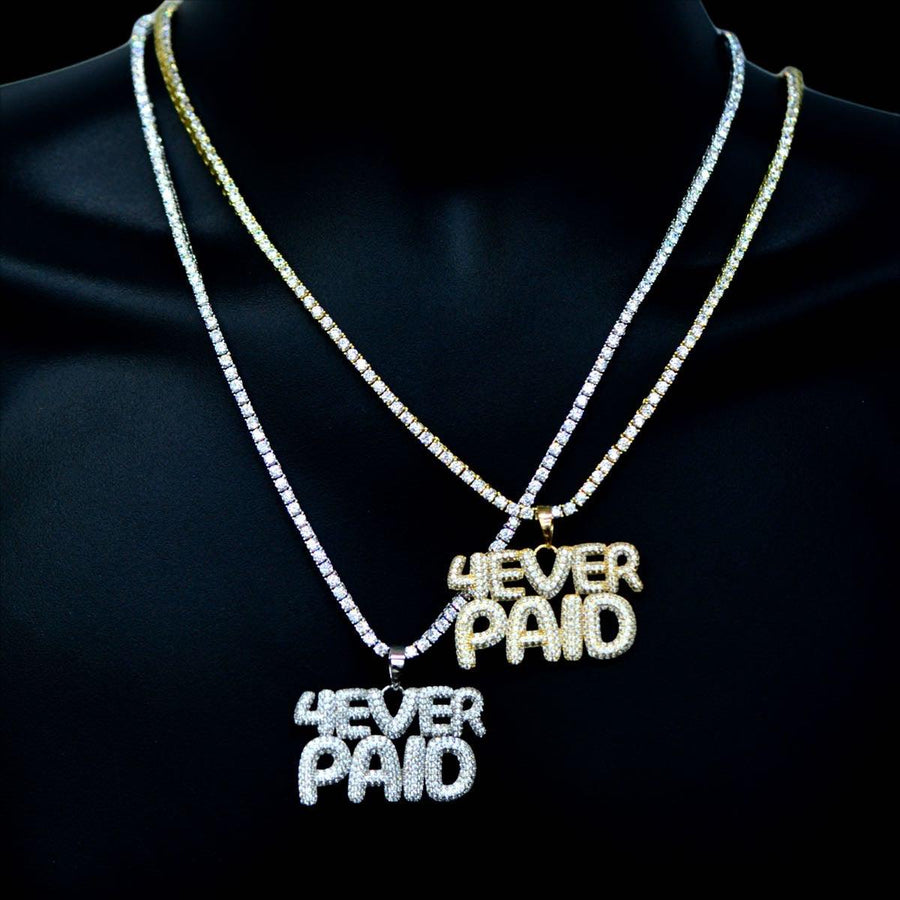 Silver and CZ ‘4EVER PAID’ Chain and Pendant Bundle - Johnny Dang & Co