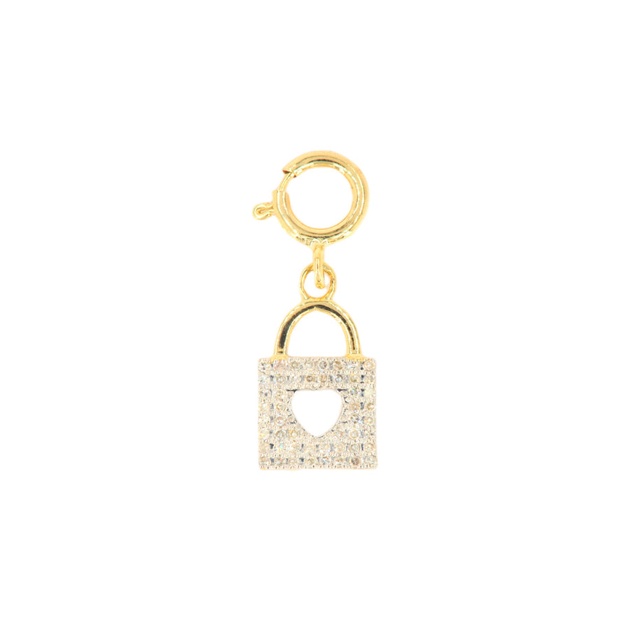 10k Yellow Gold and Diamond 'Lock With Heart Opening' Charm - 10022