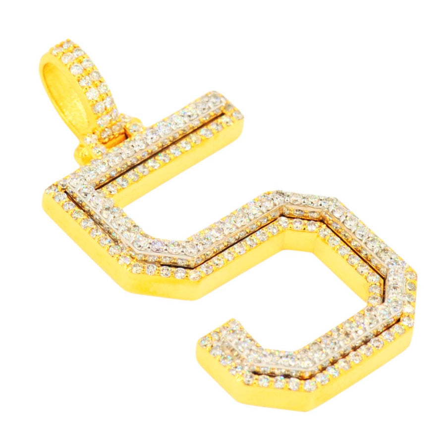 10K Yellow Gold Si Diamond Number 5 Pendant