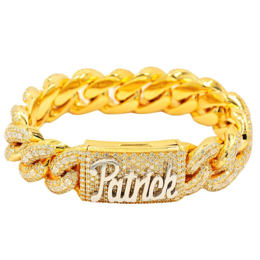 Custom 10k Gold 32.49ctw Emerald and Round Diamond Cuban Bracelet. 9” Length - Johnny Dang & Co