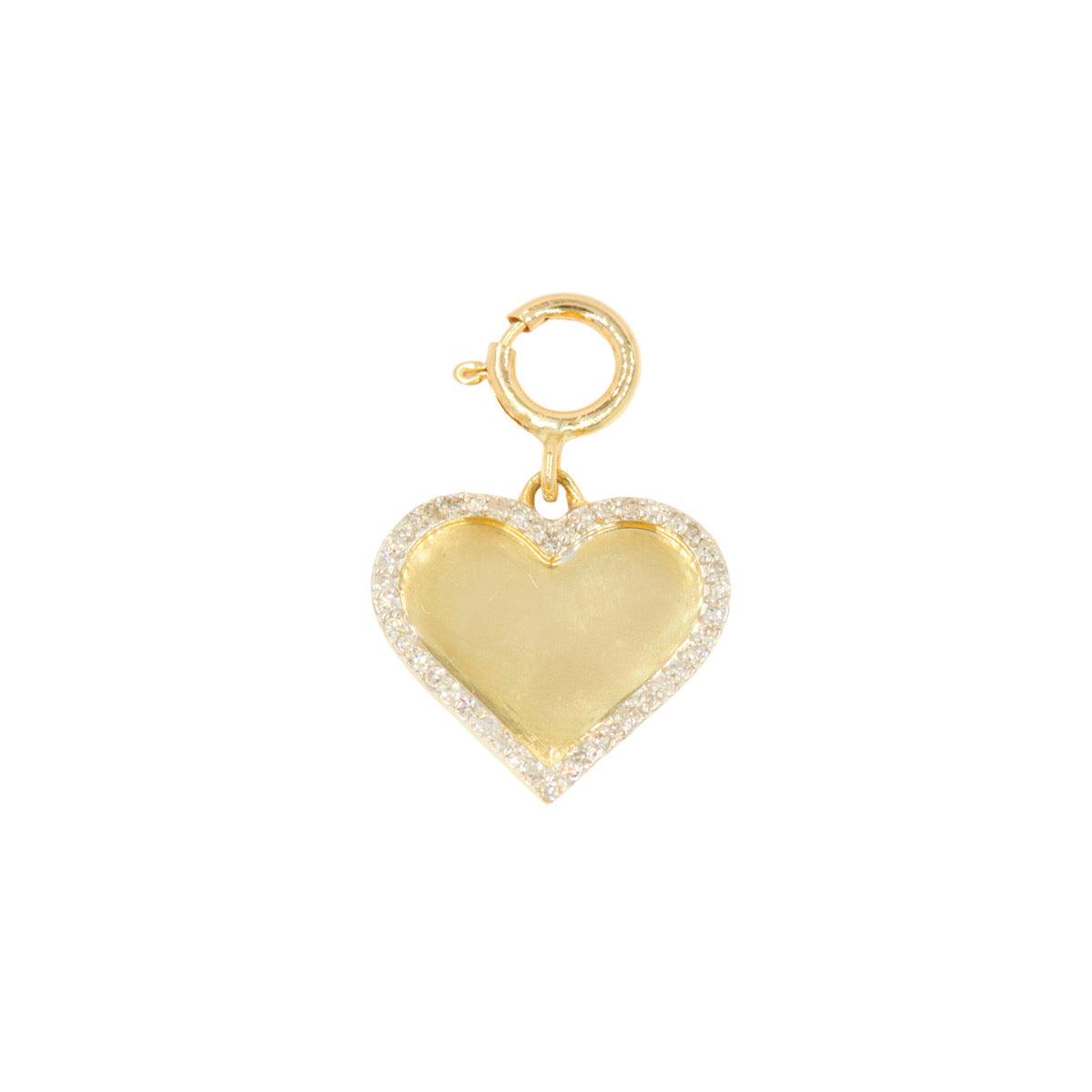 10k Yellow Gold 'Diamond Border Heart' Charm - 10008 - Johnny Dang & Co