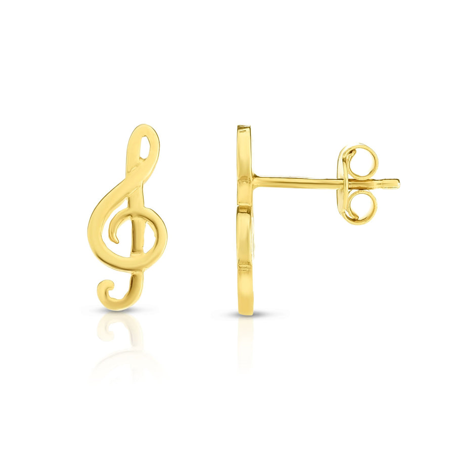 14K Gold Music Note Stud Earring