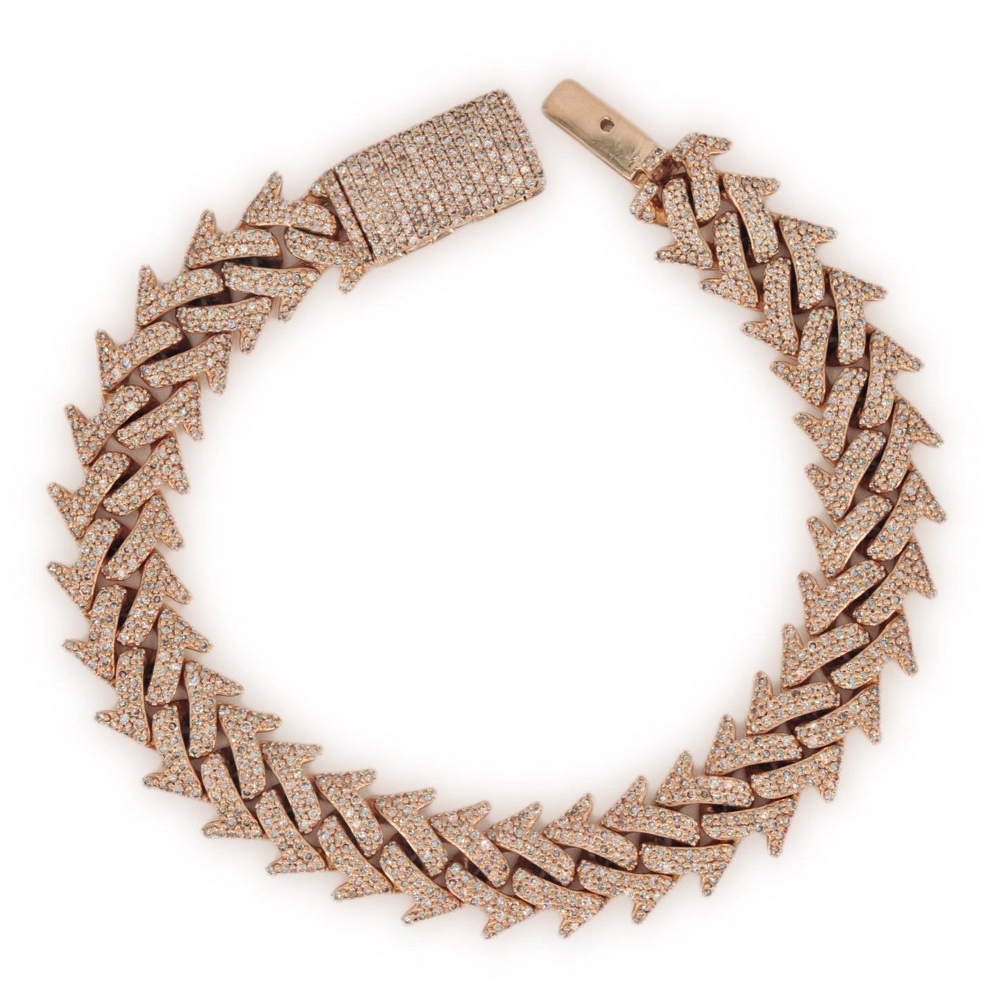 10k Yellow Gold 14mm Diamond Spiked Cuban Link Bracelet 8.5 Inches - Johnny Dang & Co