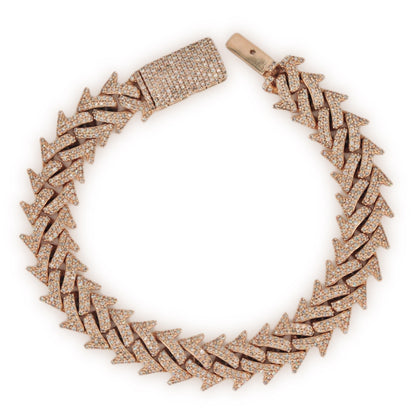 10k Yellow Gold 14mm Diamond Spiked Cuban Link Bracelet 8.5 Inches - Johnny Dang & Co
