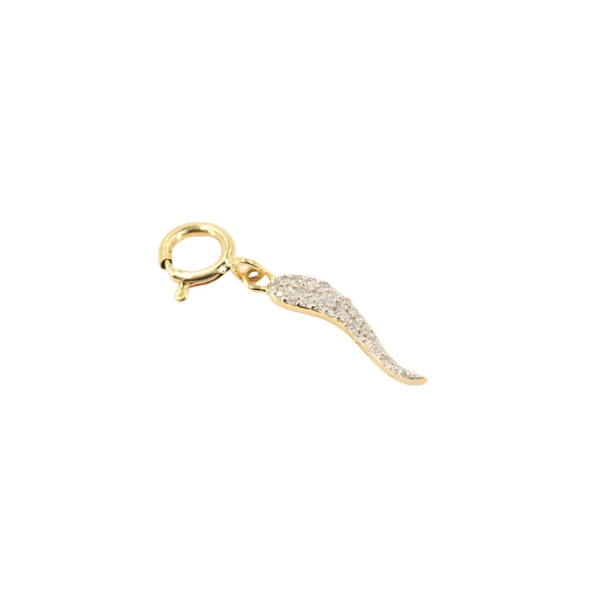 10k Yellow Gold and Diamond 'Italian Horn' Charm - 10023 - Johnny Dang & Co