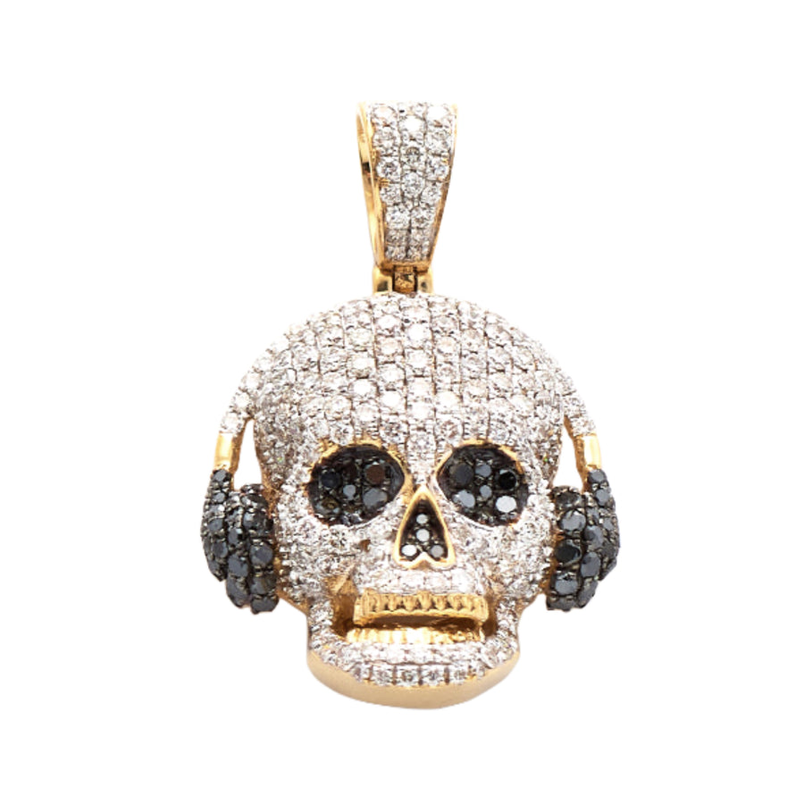 10KY 2.85CTW BLACK AND WHITE DIAMOND SKULL WITH