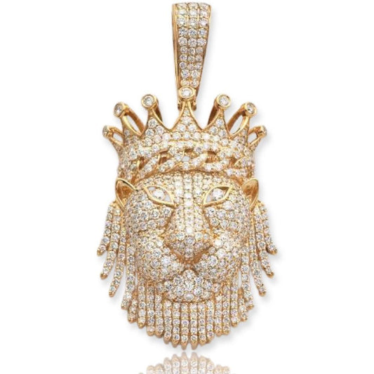 10KY 6.50CTW DIAMOND LION HEAD WITH CROWN - Johnny Dang & Co
