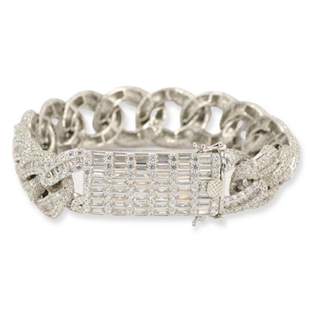 JDB1012 - Silver Baguette Cuban Bracelet - Johnny Dang & Co