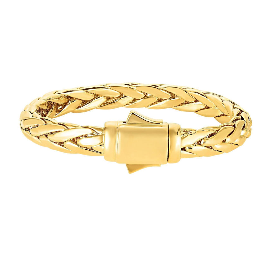 14kt Gold Heritage 8.5 inches Yellow Finish 9.8mm Shiny Dome Woven Bracelet with Box Clasp