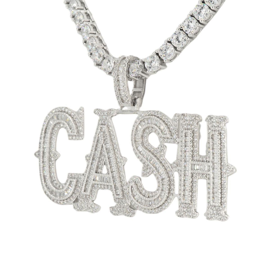 Silver and CZ ‘CASH” Pendant and Chain Bundle - Johnny Dang & Co