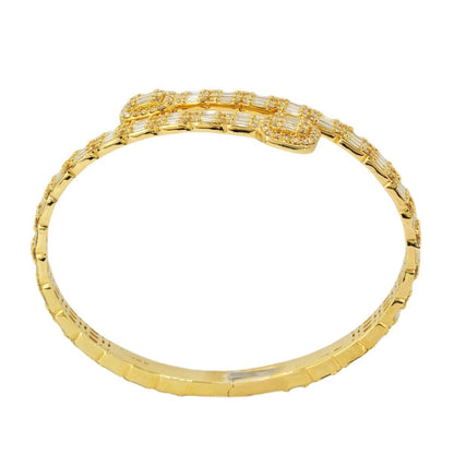 10k Gold 8.15ctw Baguette & Round Cut Diamond Baller Medium Bangle - Unisex - Johnny Dang & Co