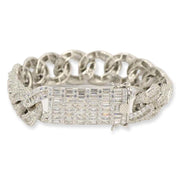 JDB1011 - Silver Baguette Cuban Bracelet - Johnny Dang & Co